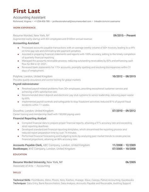 accounting assistant resume|Accounting Assistant Resume